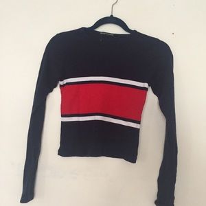 Brandy Melville Navy Blue Color Block Long Sleeve